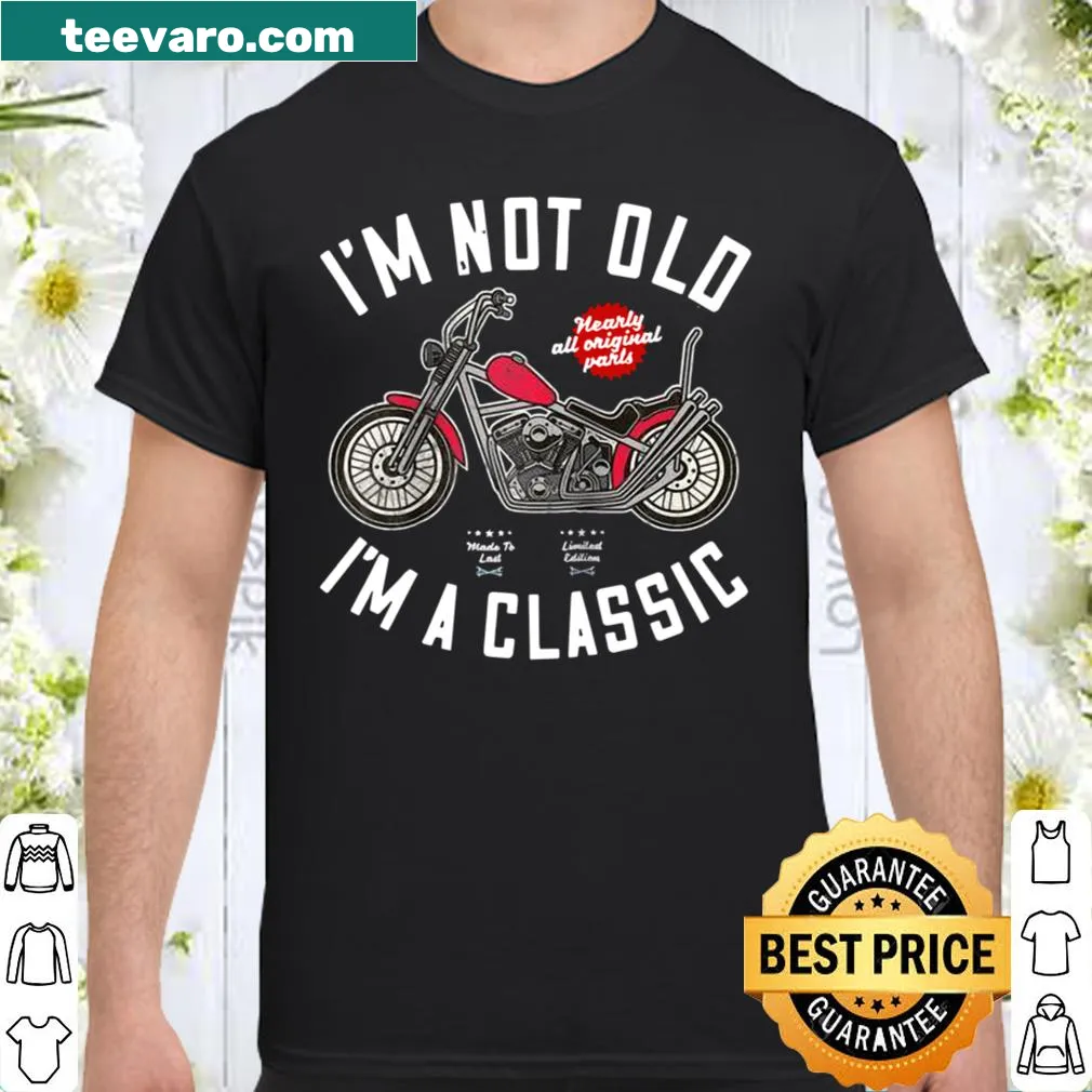 Vintage-style motorbike t-shirt with 'I'm Not Old I'm A Classic' text