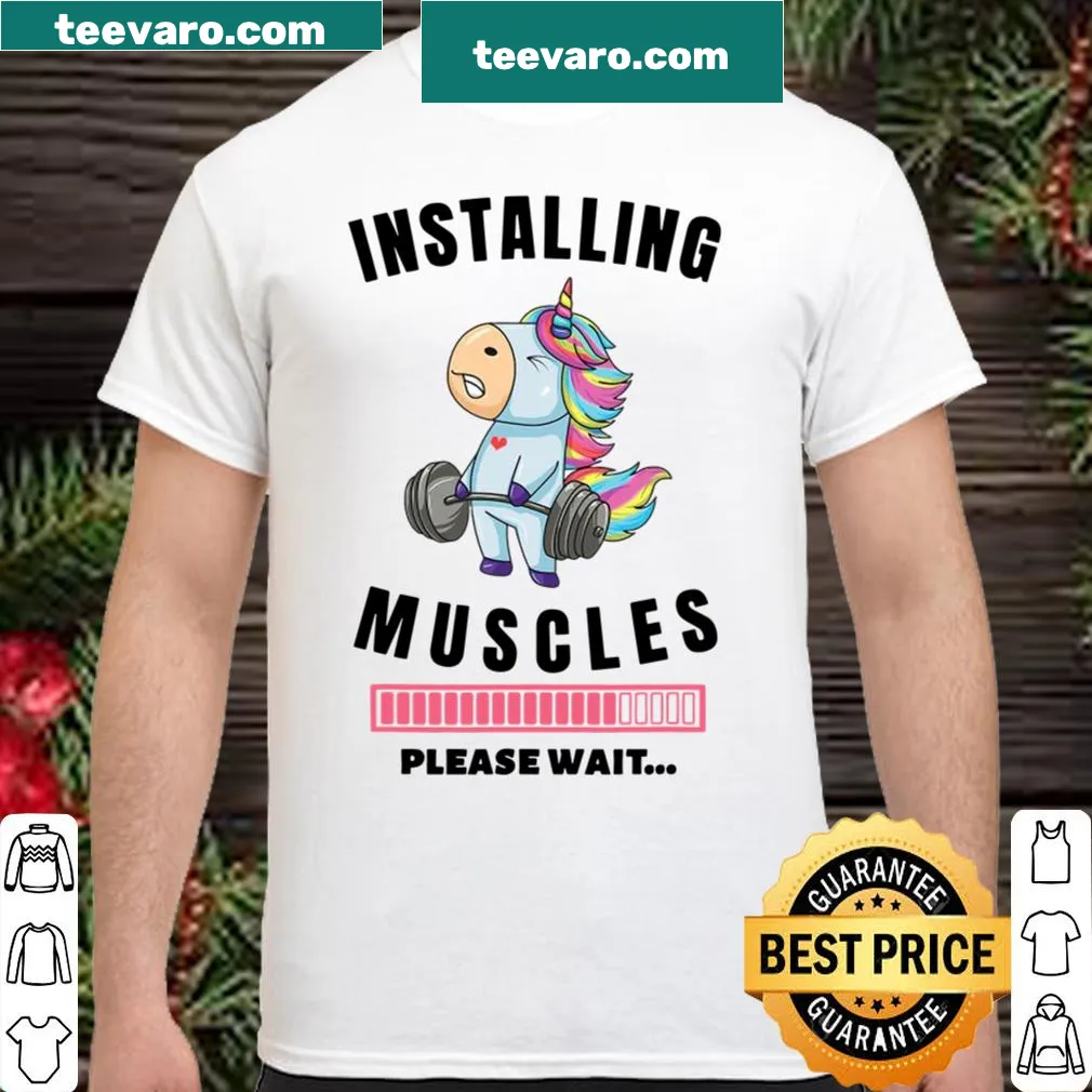 Illustrated unicorn lifting weights with a motivational quote