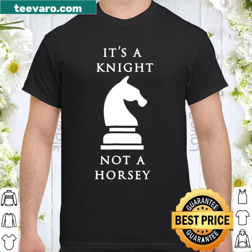 Whimsical shirt featuring a knight with the phrase 'It's A Knight Not A Horsey'