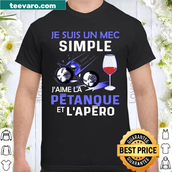 Shirt featuring 'Je Suis Un Mec Simple' with playful text