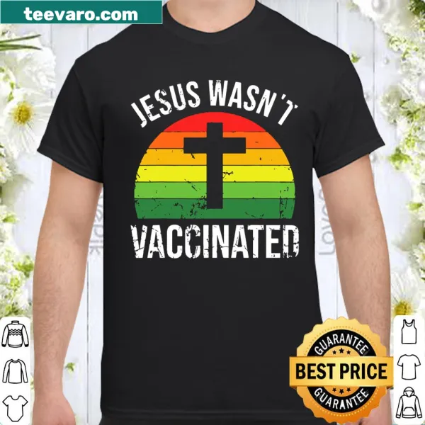 Cross design anti-vax shirt with text about Jesus