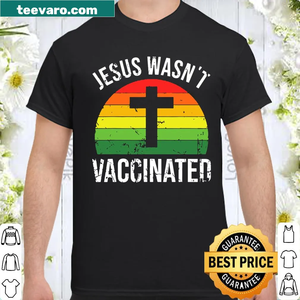 Cross design anti-vax shirt with text about Jesus