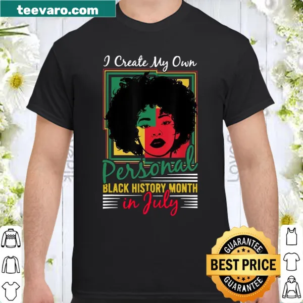 Shirt highlighting July birthday with Afro Girl Queen graphic text