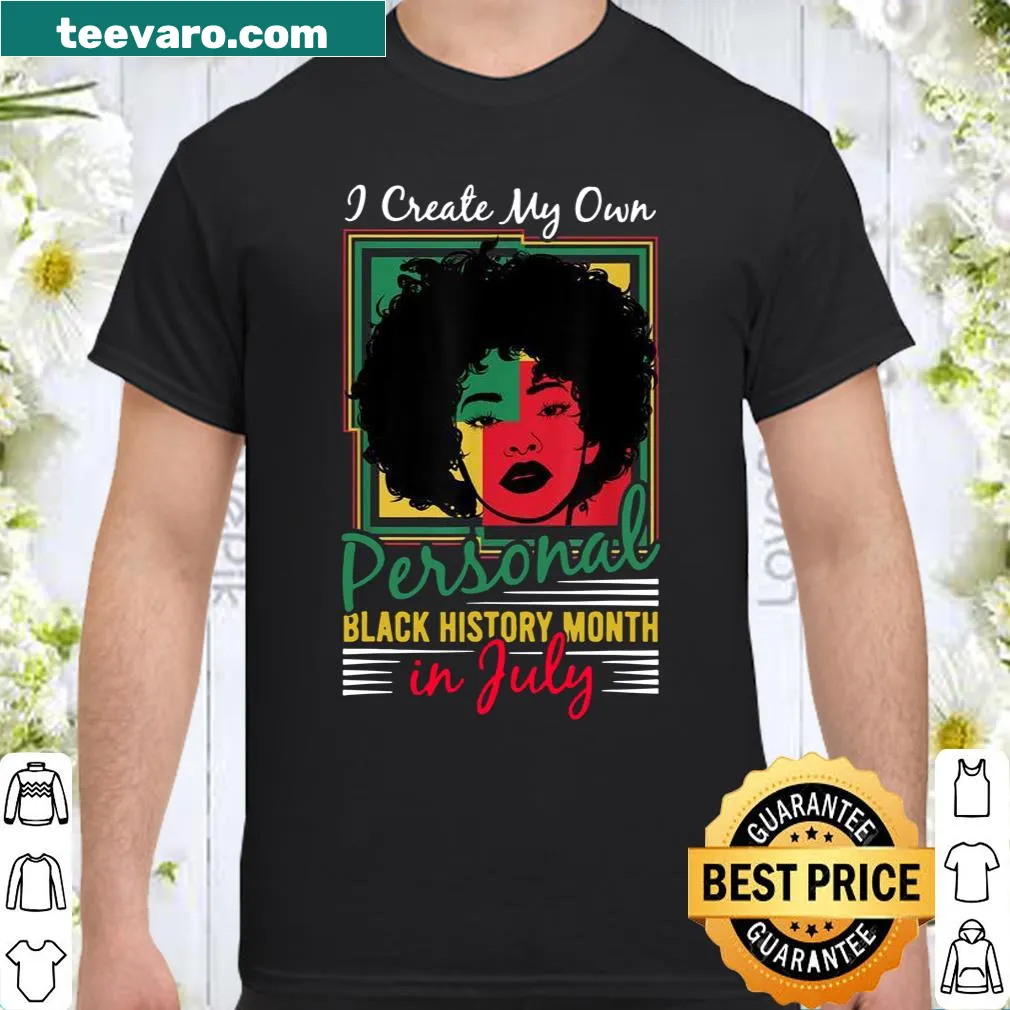 Shirt highlighting July birthday with Afro Girl Queen graphic text