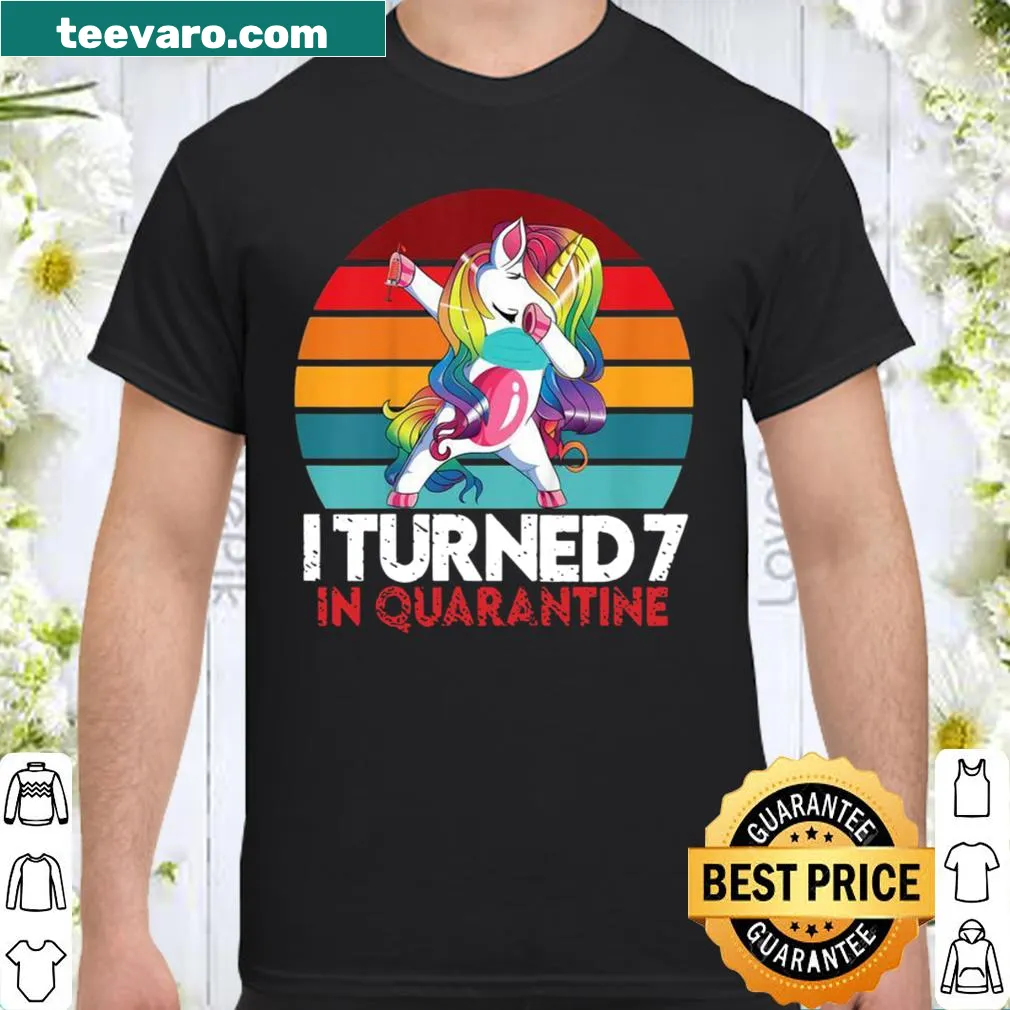 Whimsical dabbing unicorn shirt for a child's 7th birthday celebration