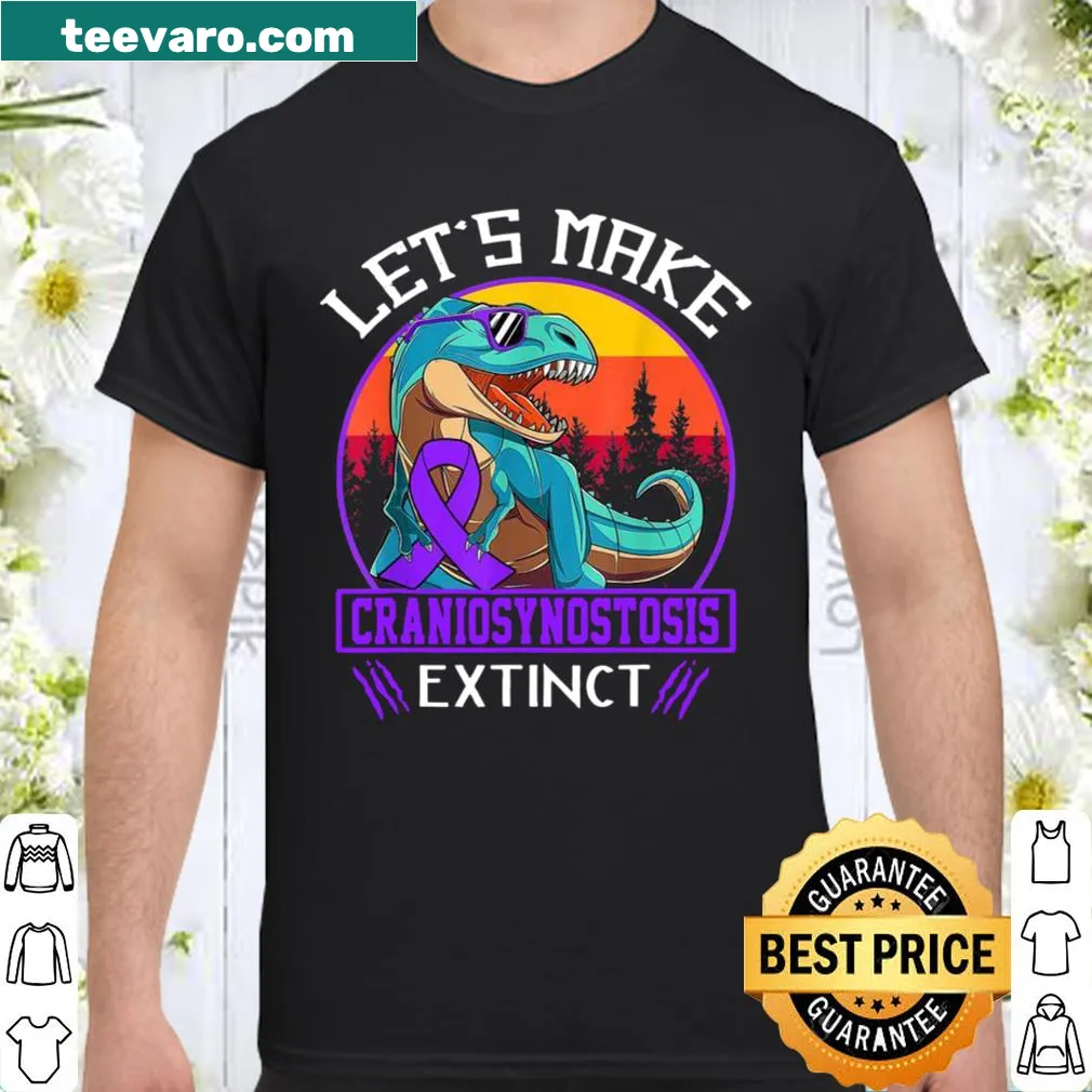 Shirt advocating to make craniosynostosis extinct with bold text