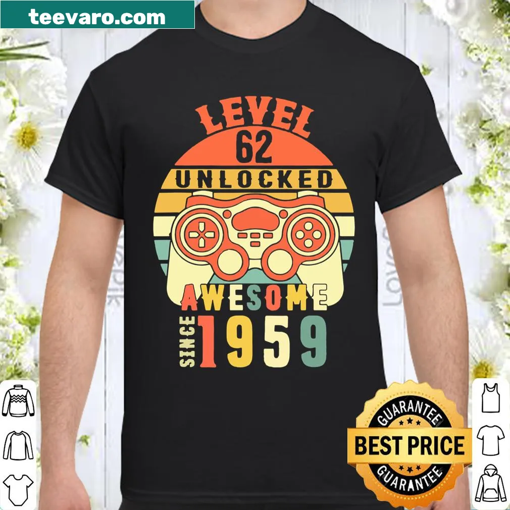 Playful gamer-themed birthday shirt for 62nd birthday celebrations
