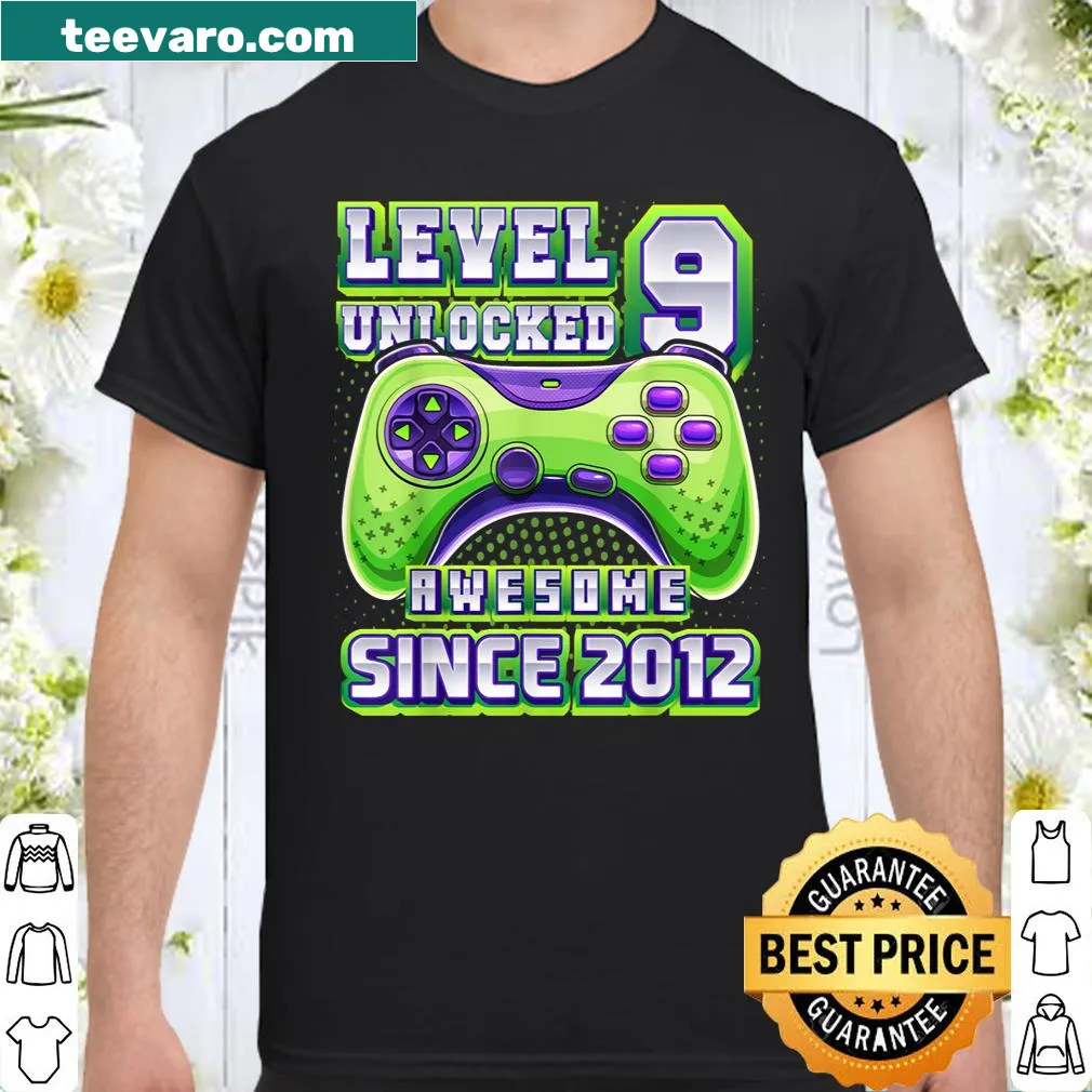 Level 9 Unlocked graphic shirt for a 9th birthday celebration
