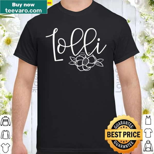 Cartoon design T-shirt featuring 'Lolli' with a flower for grandmothers