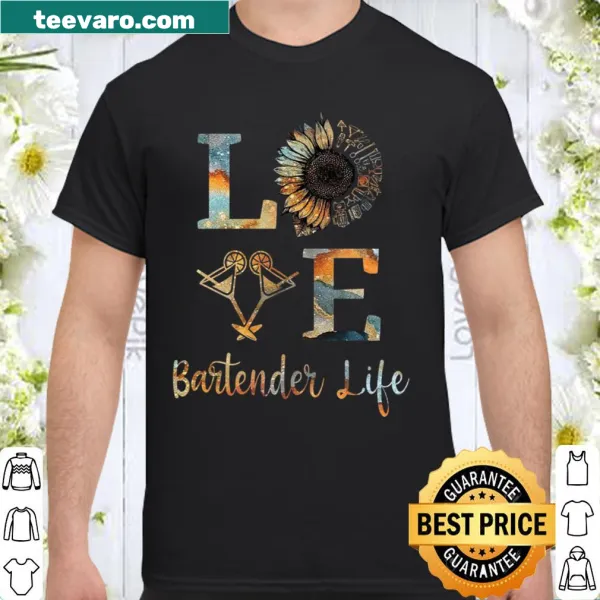 Bartender-themed shirt with playful typography