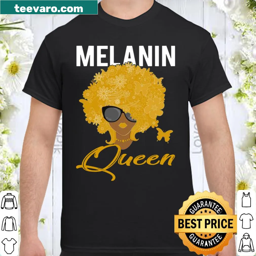 Melanin Queen shirt featuring a butterfly graphic and empowering text.