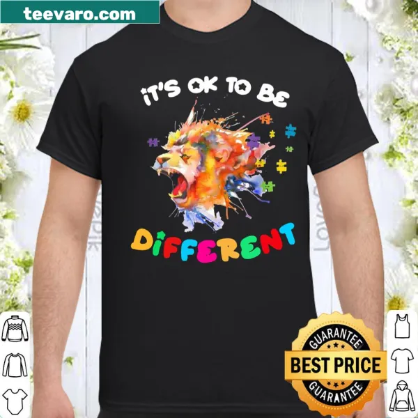 Colorful lion graphic promoting autism awareness on T-shirt