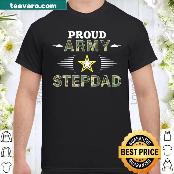Graphic shirt displaying military camouflages for proud stepdads