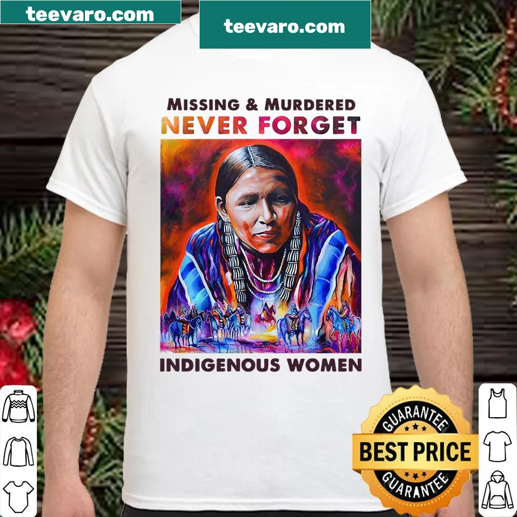 Shirt with a message honoring missing and murdered Indigenous women. — on a women's shirt