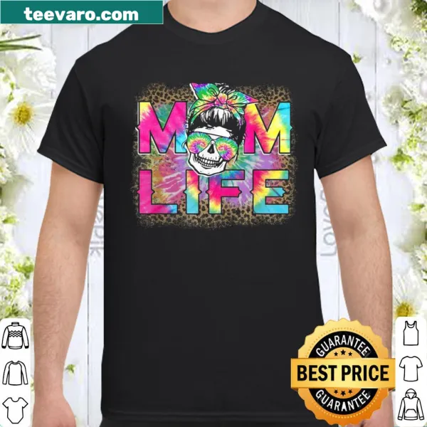 Mom Life shirt with skull and messy bun design