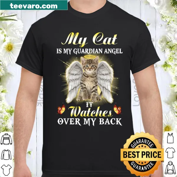 Sentimental shirt declaring a cat as a guardian angel