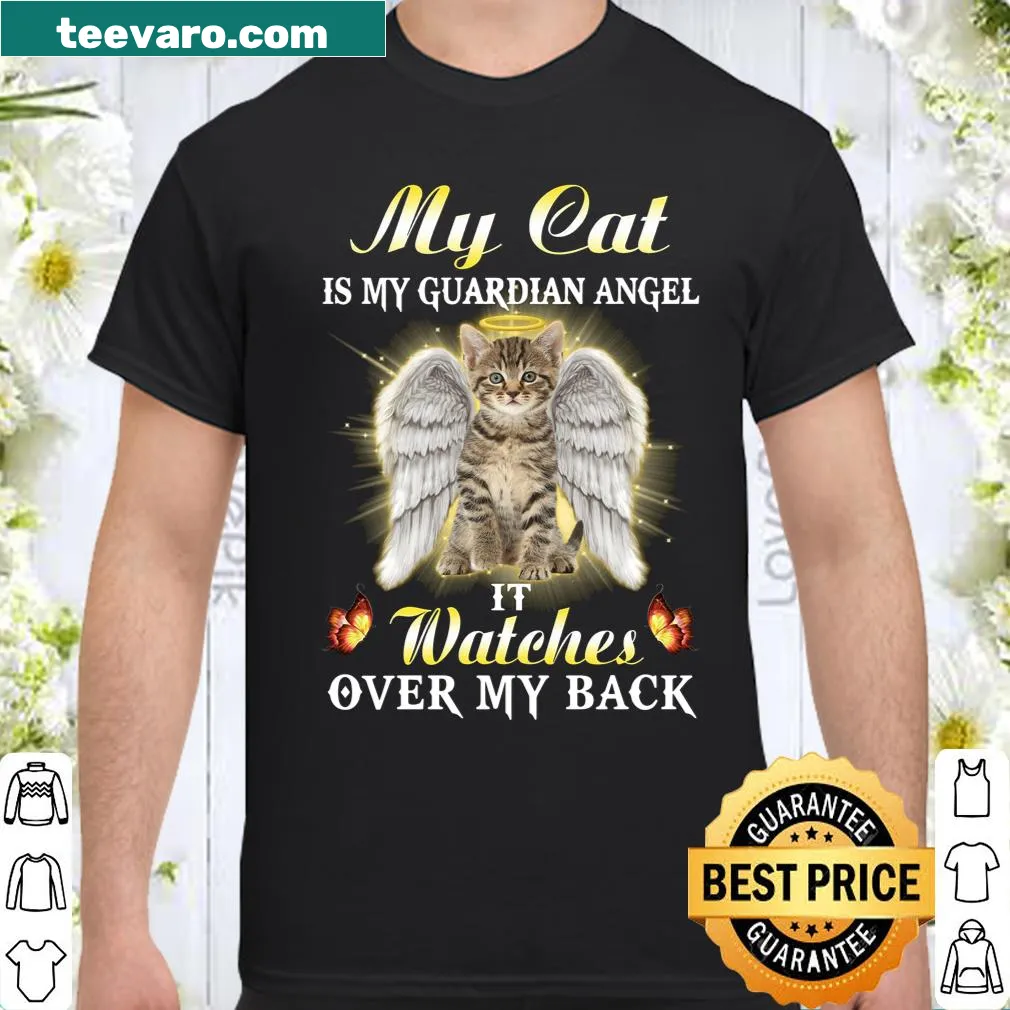 Sentimental shirt declaring a cat as a guardian angel