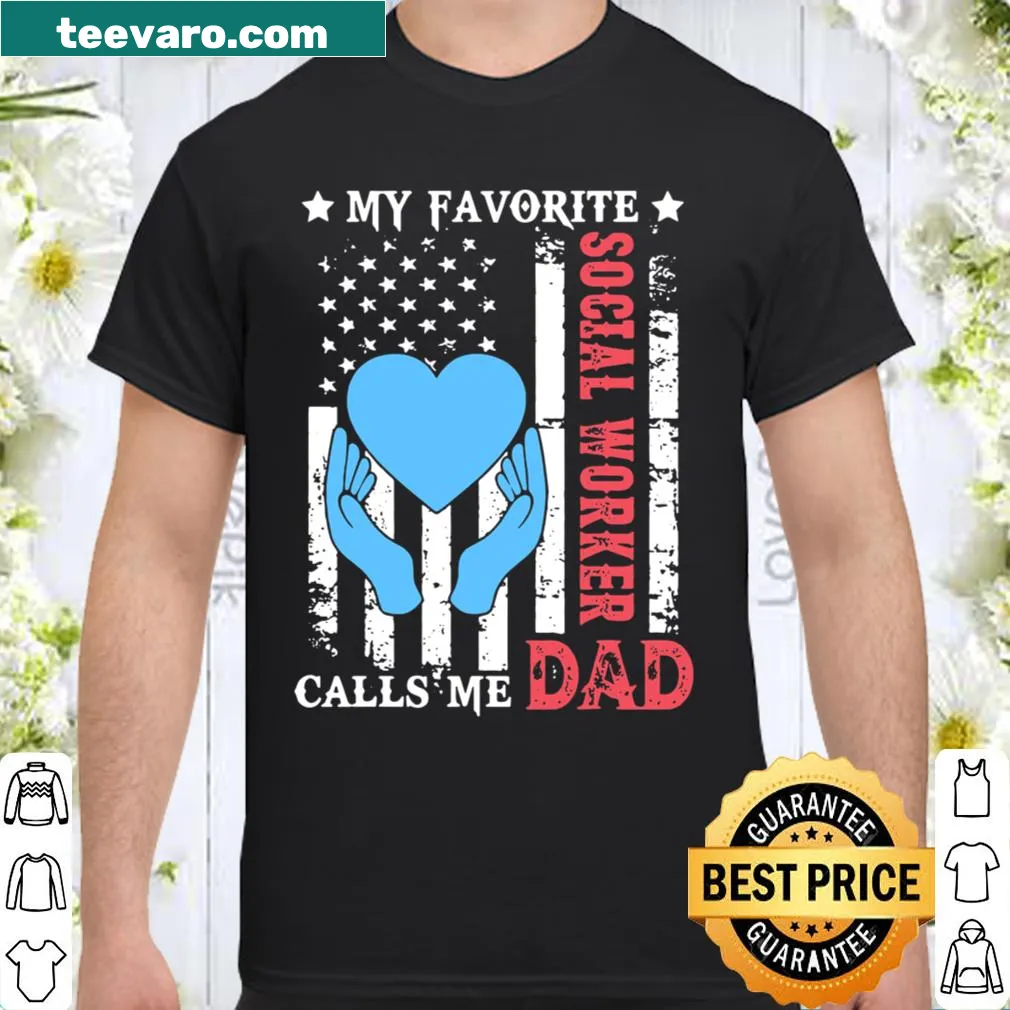 Wholesome shirt for dads with social worker theme and USA flag design