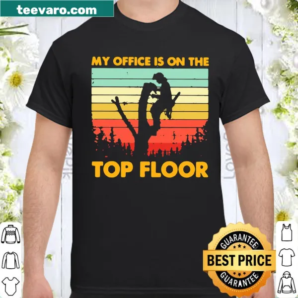 Vintage shirt with text about working on the top floor