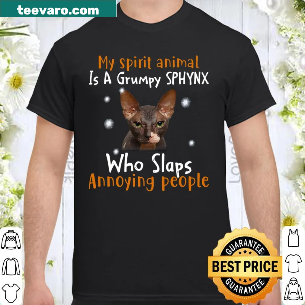 Funny Sphynx cat graphic with humorous text
