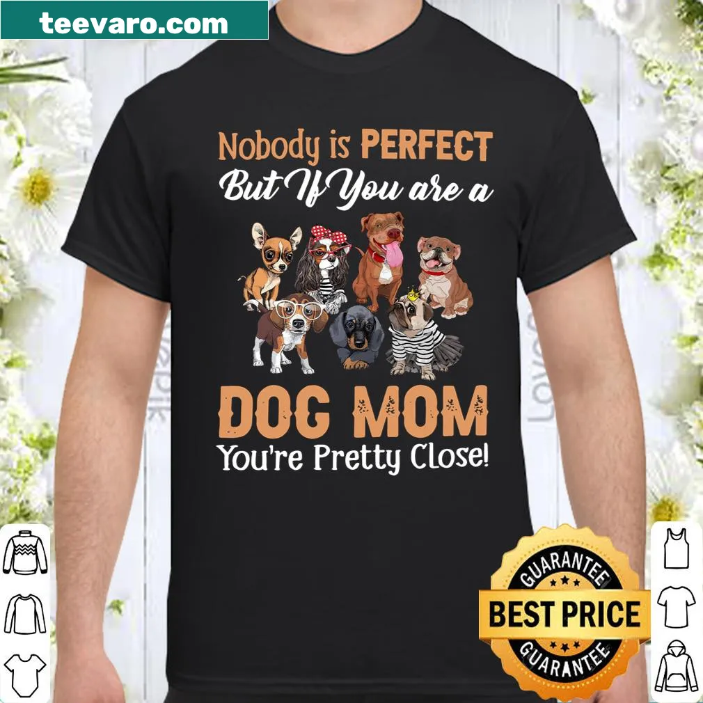 Funny dog mom shirt with bold typography saying she's close to perfect