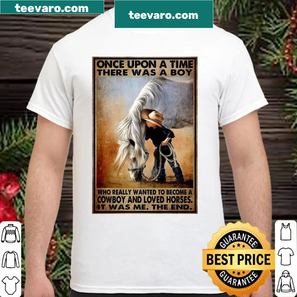 Whimsical cowboy-themed shirt with story text