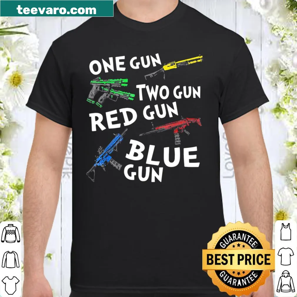 Dynamic illustration of red and blue guns for an adventurous theme