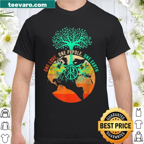 Typography design promoting peace and unity on a shirt.