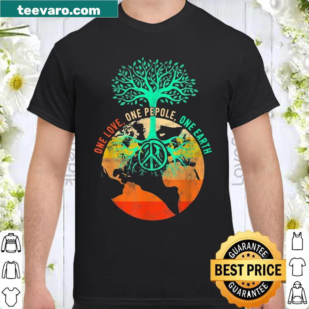 Typography design promoting peace and unity on a shirt.
