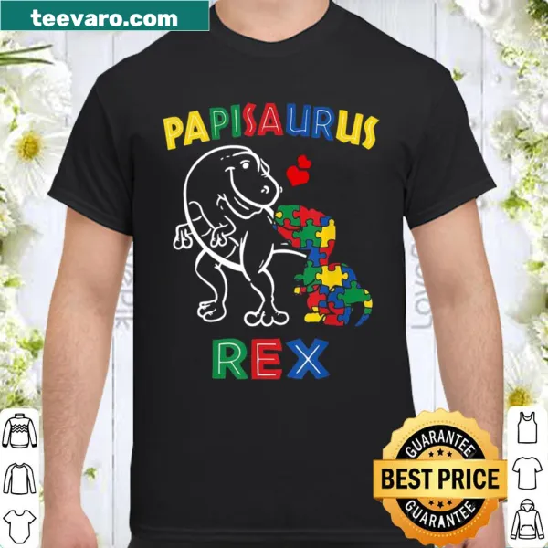 Dinosaur shirt with 'Daddy Papi' text for Autism awareness