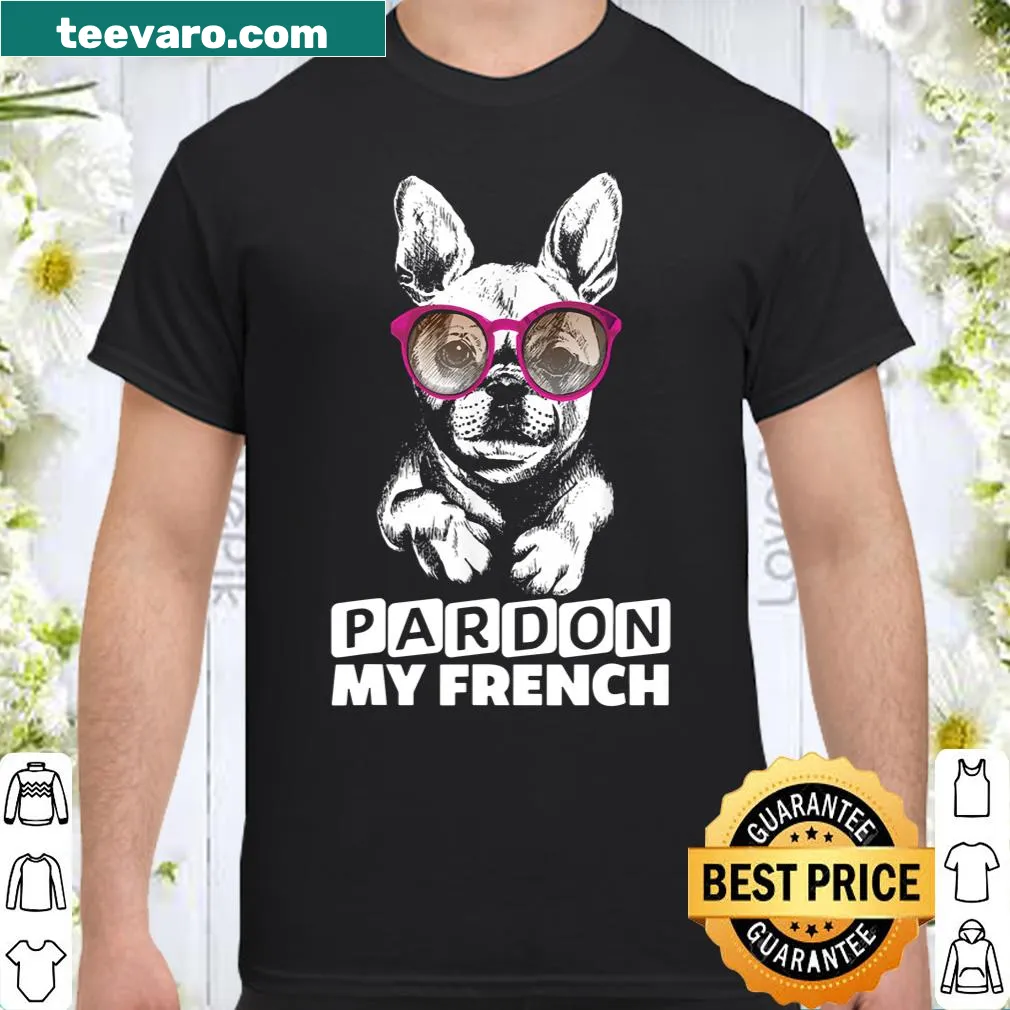 Cute French Bulldog illustration with sunglasses on shirt