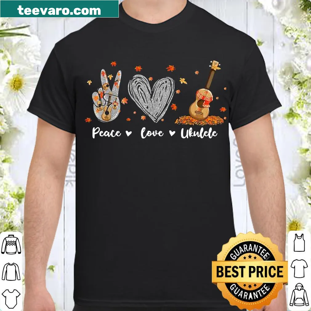 Vintage Peace Love Ukulele shirt featuring a ukulele graphic and text