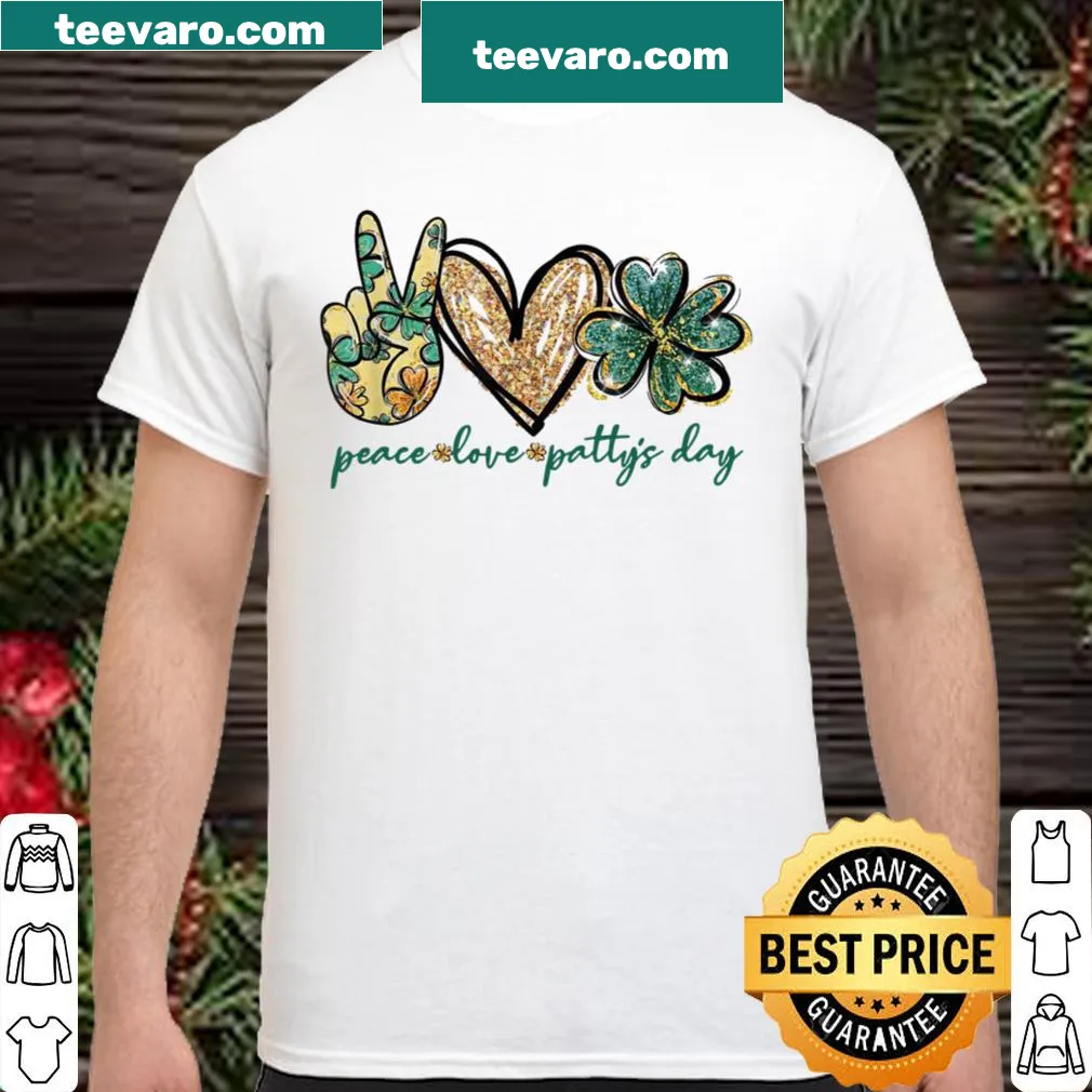 Typography design saying Peace Love Patty's Day