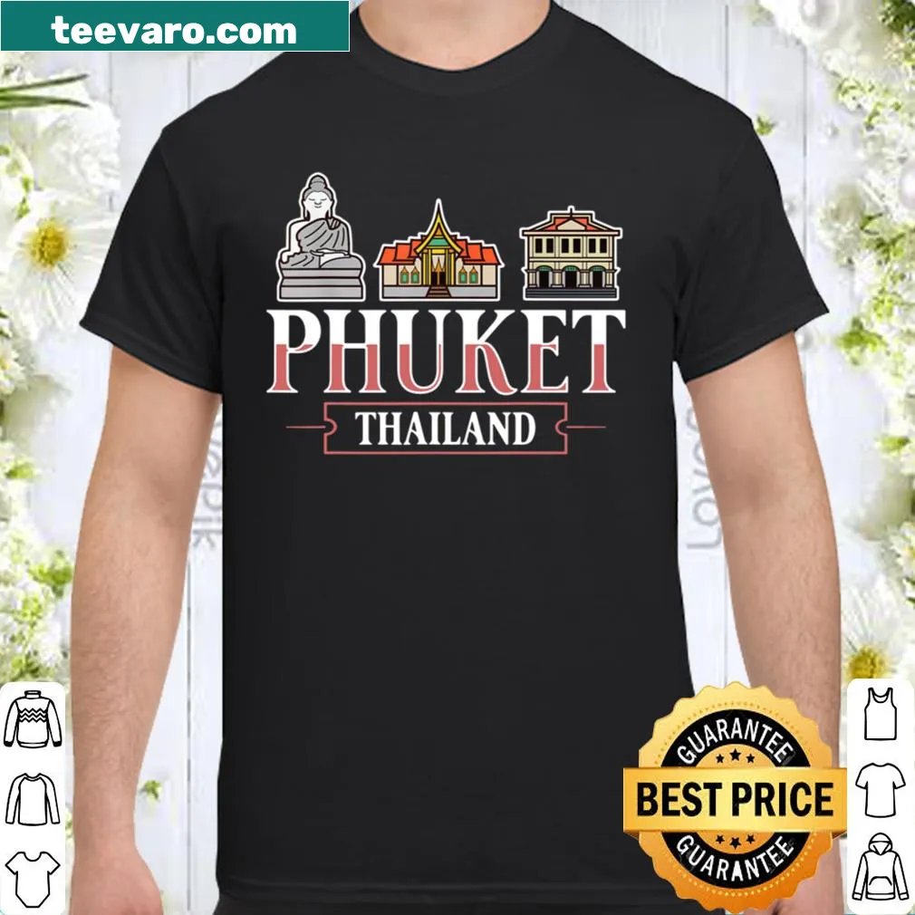 Illustrated Phuket city skyline map graphic on travel shirt