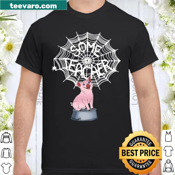Funny teacher shirt featuring a pig tangled in a spider web graphic.