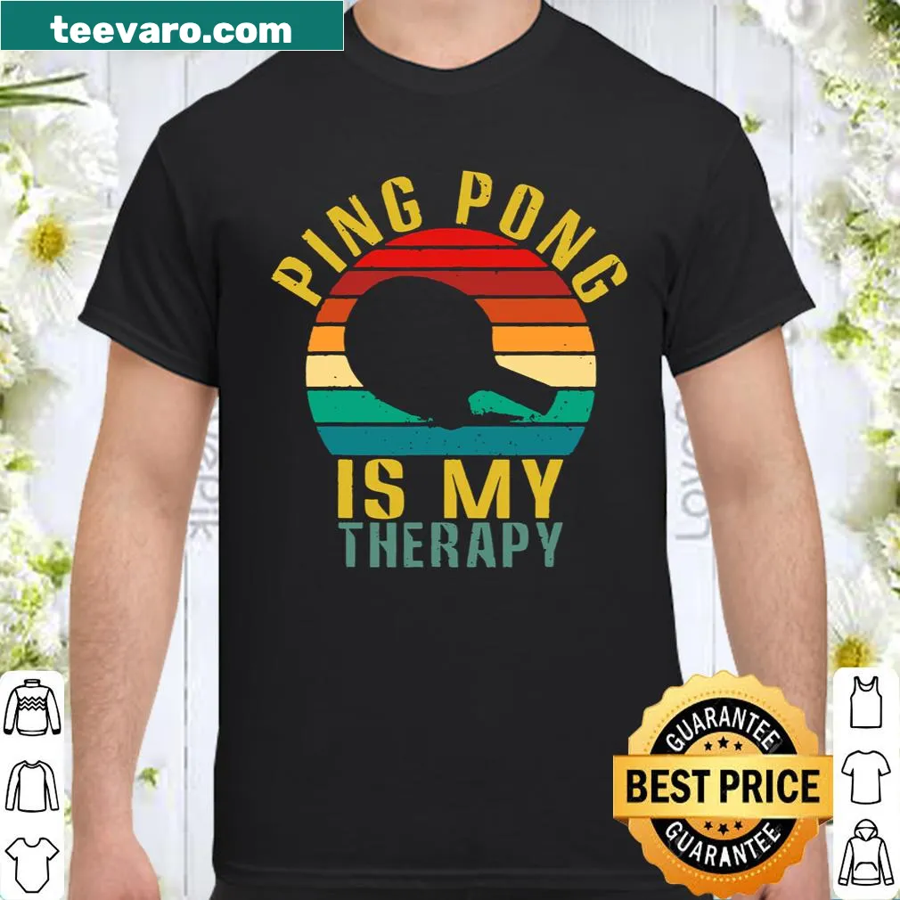 Retro shirt with graphic text 'Ping Pong Is My Therapy'