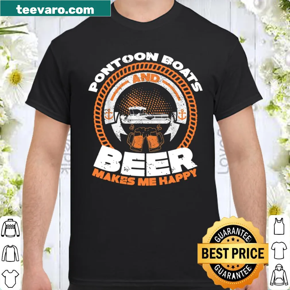 Playful pontoon boat illustration with beer theme on shirt