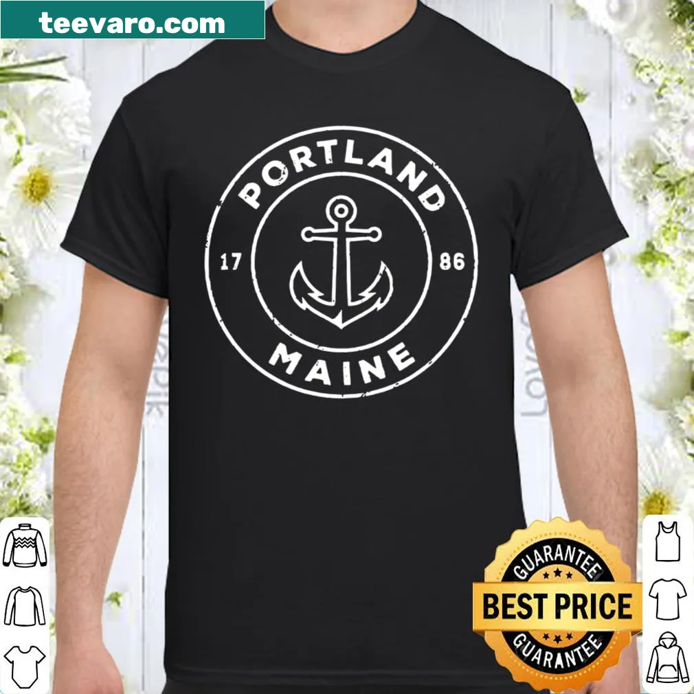 Vintage anchor design shirt representing Portland, Maine