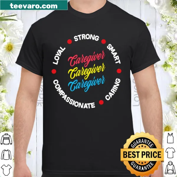 Typography design highlighting caregiver characteristics on a shirt