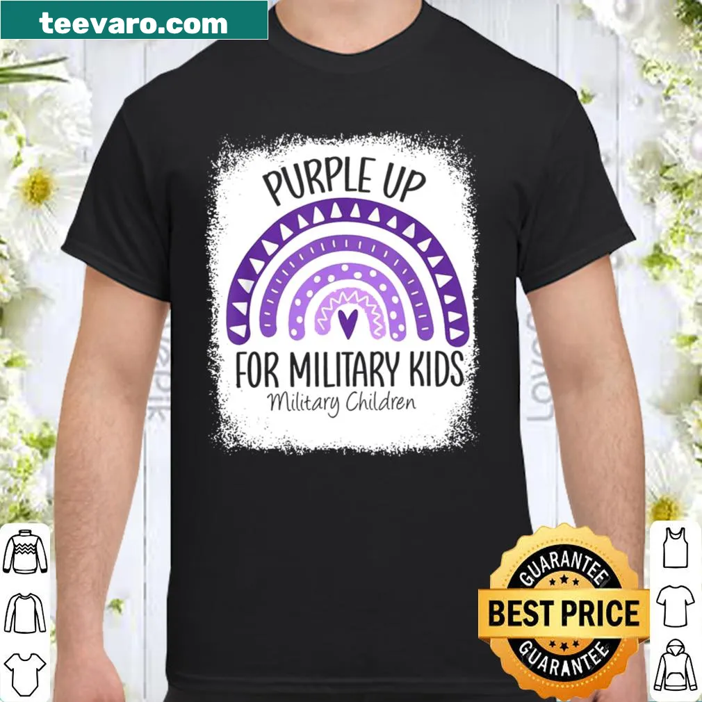 Colorful rainbow shirt supporting military children with text