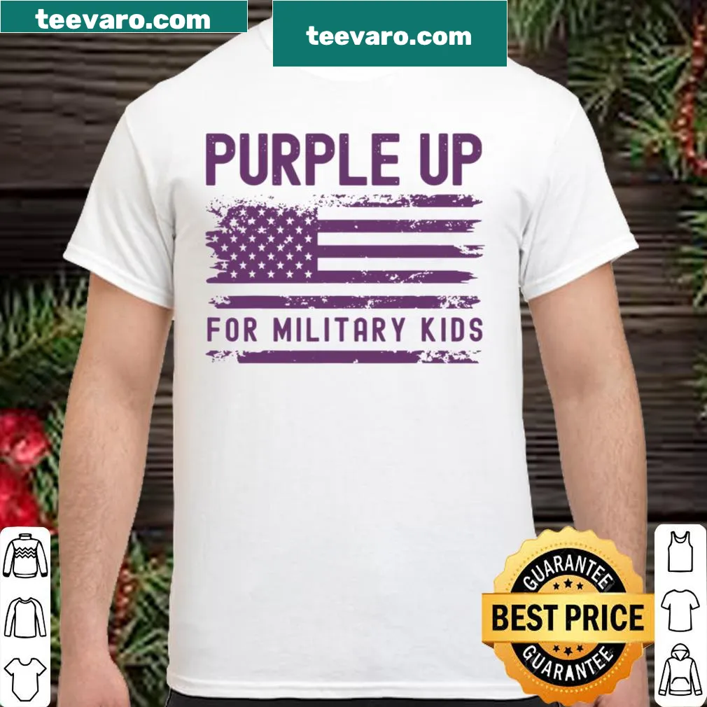 Retro shirt featuring a purple American flag supporting military kids