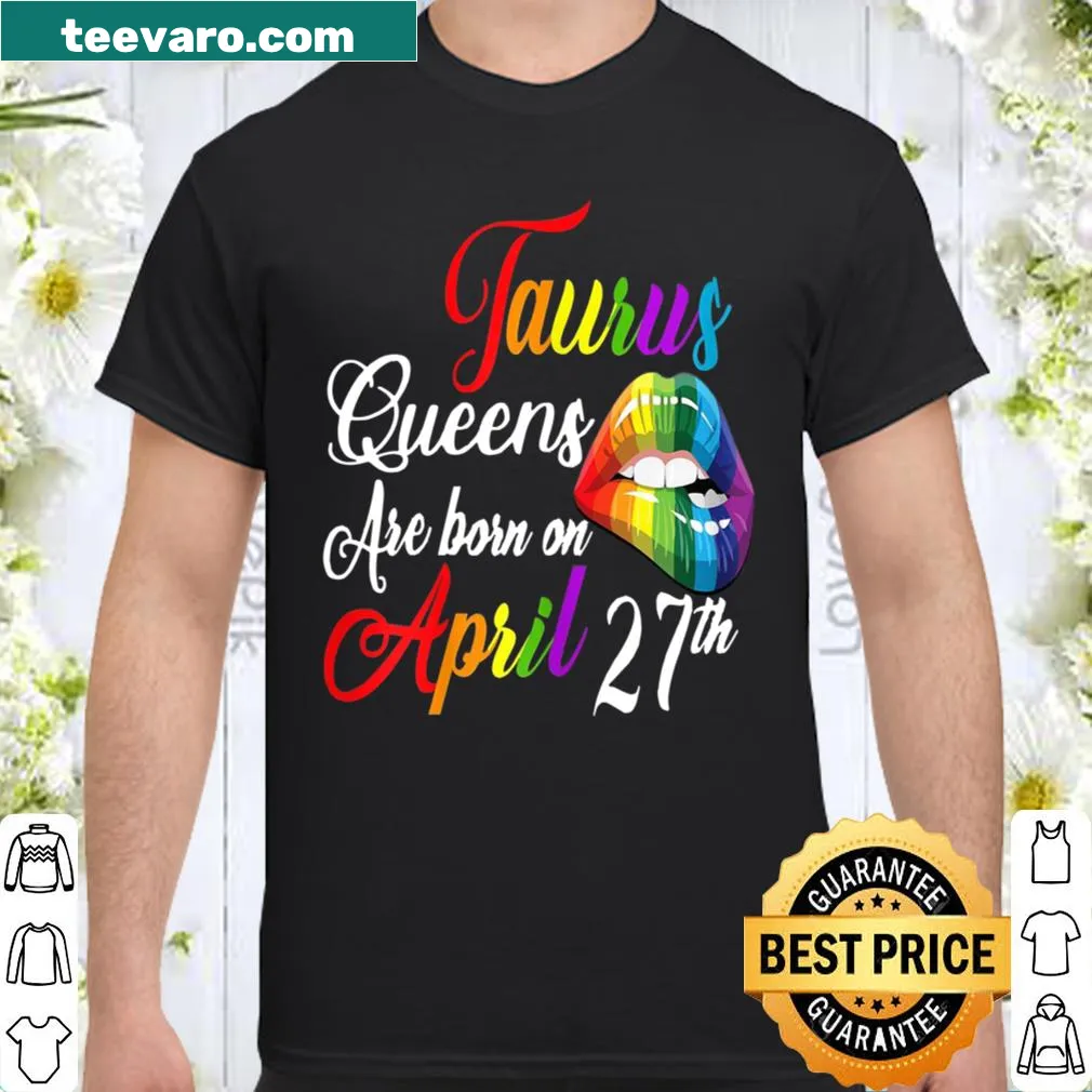 Colorful Taurus birthday shirt with rainbow design for April 27th girls
