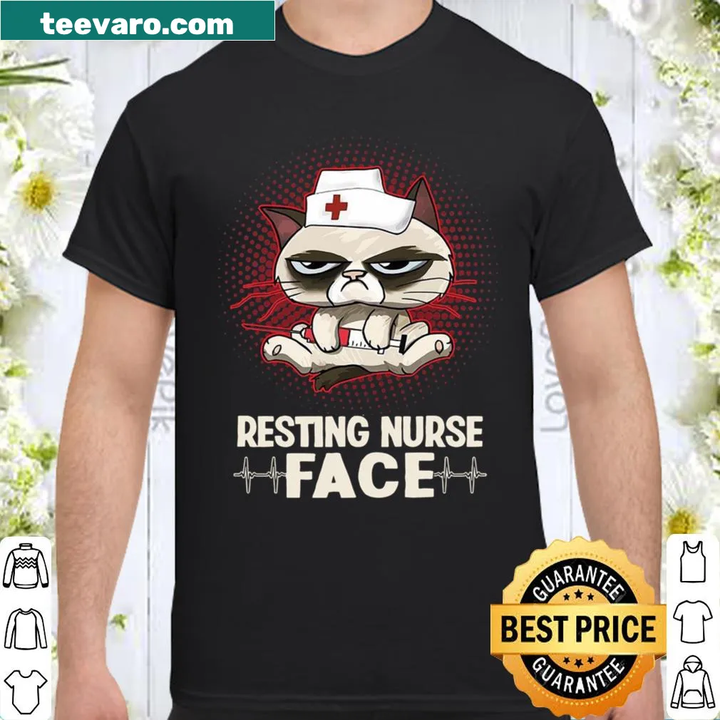 Funny shirt with the phrase 'Resting Nurse Face' in bold letters