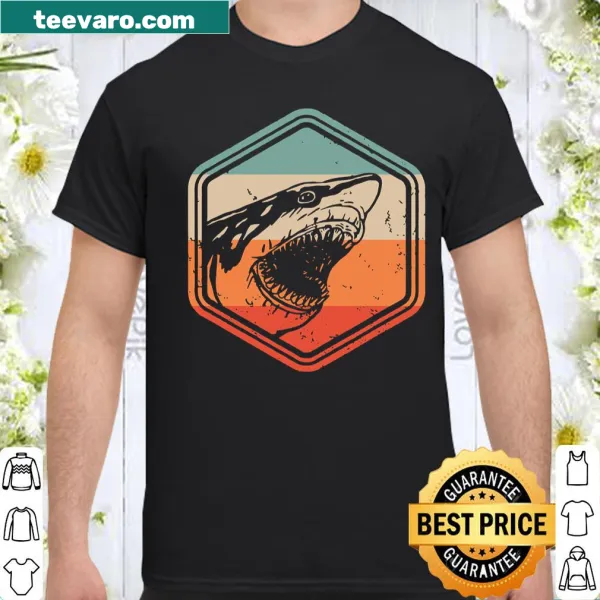 Retro shirt featuring a megalodon jaw graphic.