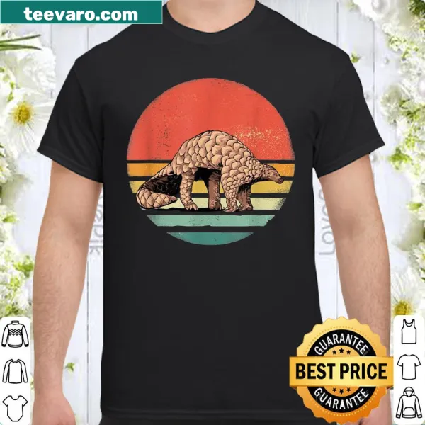 Vintage style pangolin graphic design on a nature-themed t-shirt