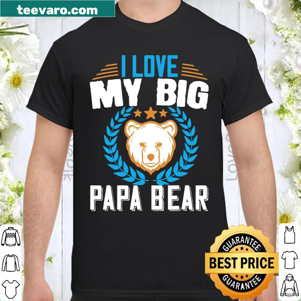 Retro sunset graphic on shirt with ‘Papa Bear’ text
