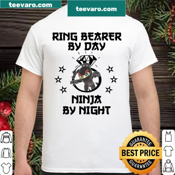 Funny shirt for kids saying 'Ring Bearer By Day Ninja By Night'