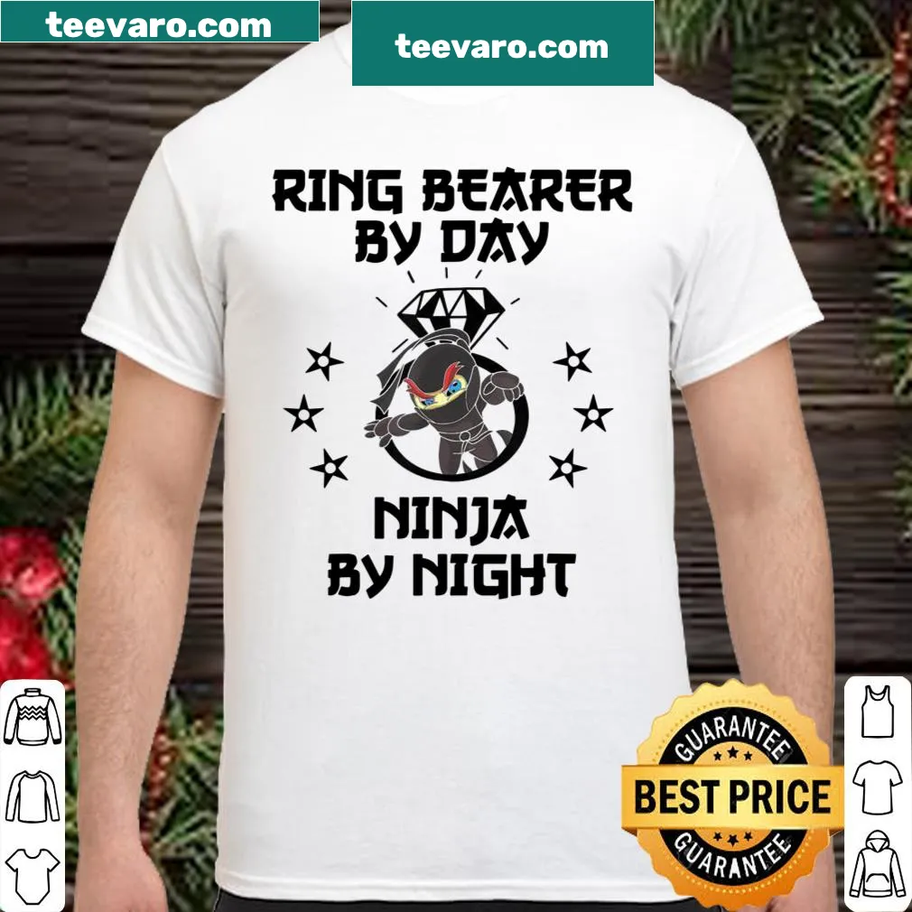 Funny shirt for kids saying 'Ring Bearer By Day Ninja By Night'