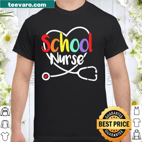 Heart-shaped stethoscope graphic representing school nurses' dedication.