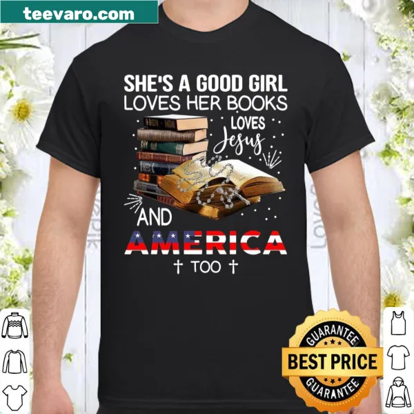Wholesome shirt celebrating faith, books, and America